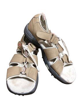 FootJoy Greenjoys Sandals Womens 6M Tan Leather Pink Golf Shoes Footwear